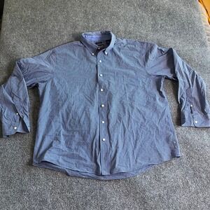 Chaps Mens XXL Blue Gingham Check Easy Care Button Down Long Sleeve Shirt